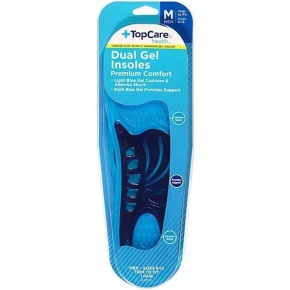 NWT TopCare Men's Premium Comfort Insoles Dual Gel - Picture 3 of 9